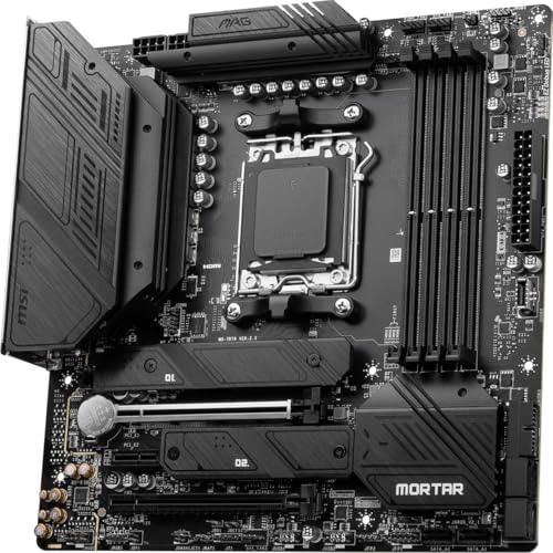 Image of MSI MAG B650M Mortar WiFi Gaming Motherboard (AMD Ryzen 9000 /8000 /7000 Series Processors,AM5,DDR5,PCIe 4.0,M.2 Slots,SATA 6Gb /s,USB 3.2 Gen 2,HDMI /DP,Wi-Fi 6E,Bluetooth 5.3,2.5Gbps LAN,mATX)