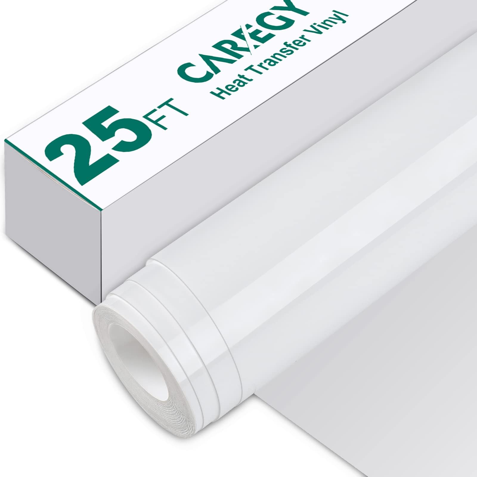 CAREGY HTV 12" x 25ft Roll - Iron On Heat Transfer Vinyl CAREGY-HTV-12''x25'(White)