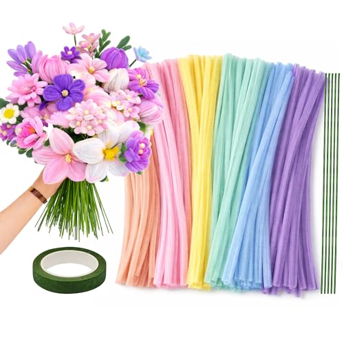 Asian Hobby Crafts 100 Pcs Pastel Multicolor Pipe Cleaners for Cr...
