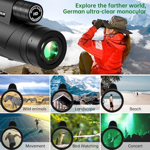 Image of New 2025-80x100 Monocular Telescope High Powered for Smartphone High Definition Monoculars for Adults with Adapter /Tripod for Bird Watching Hiking Hunting Camping Traveling Outdoor Wildlife Viewing