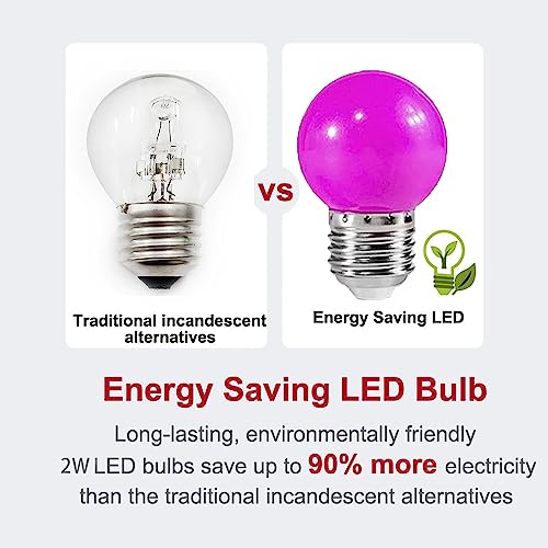 ZFQ 20 Pack E27 Bayonet Colored LED Light Bulbs 2W G45 Golf Ball Mini Globe Bulb Lighting Bulbs,Purple for Outdoor Indoor String Patio Garden Party Christmas - Image 4