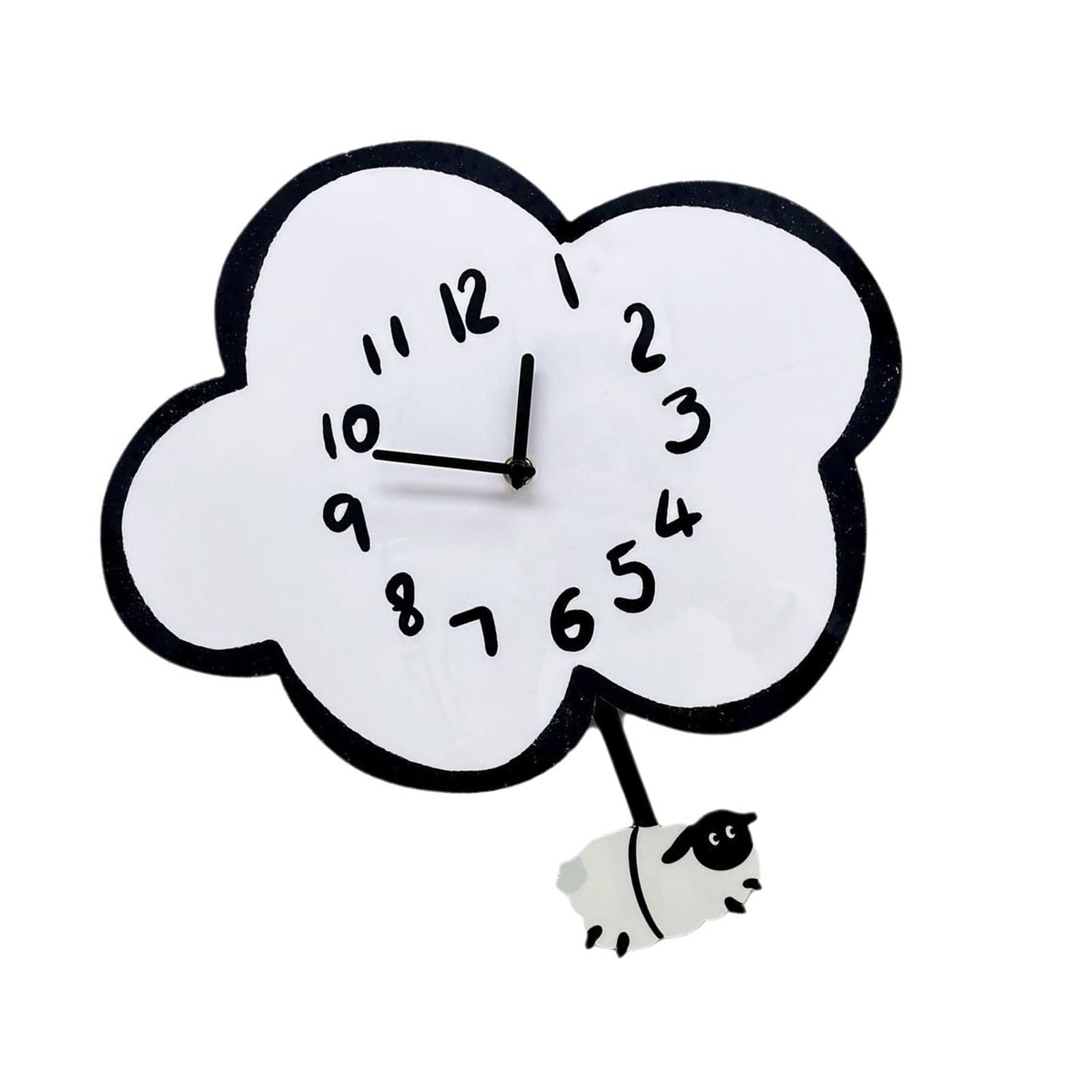 JTQYFI Quiet Cartoon Clouds Sheep Wall Clock Battery Operated Wall Decorative Clock with Swing Pendulums Ornament Home Decors Nursery Decors
