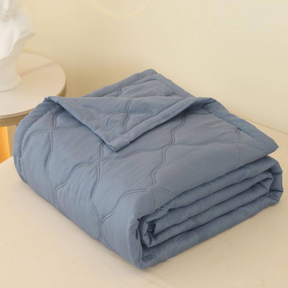 DOTBUY-SHOP Quilted Bedspreads, Quilt Bed Throws Cotton Filling Duvet Single Double Super King Size Children's Bed Quilted Throw for All Season (Grey-Blue,200x230cm)