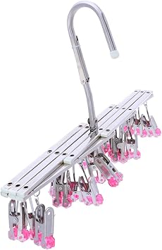Stainless Steel Drying Rack, Foldable Portable Windproof Drip Hanger With 18 Pegs for Underwear Socks Bra Panty Gloves, Quickly Remove Clothes, Red