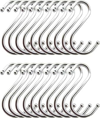 Yogopro 20 S Ganchos Cocina Metal Pasadores en Forma de S Metal Soportes Colgadores Arganchos Multifuncionales para Colgar Bolsos Ropa Ollas y Sartenes,Ganchos para Cocina Baño Dormitorio y Oficina
