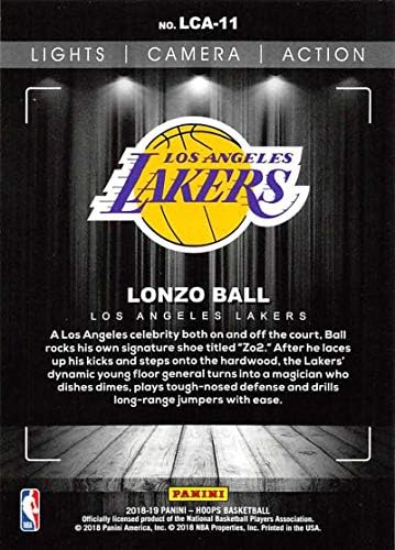 2018-19 NBA Hoops Lights Camera Action Holo #11 Lonzo Ball Los Angeles Lakers Official Panini Basketball Card image 4