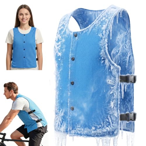 PANGTIKU 2 in 1 Cooling Ice Vest for Men Women - Adjustable Evaporative Cool Vest for Hot Weather Heatstroke Prevention for Gardening Cycling Hiking Construction Work or More Outdoor Activities