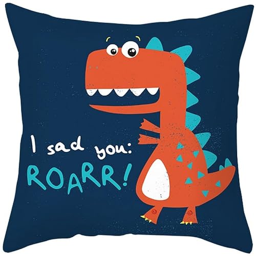 Chenlane Silk Couch Pillow Covers Mexican Outdoor Patio Cushion Cartoon Cute Dinosaur, Couch Pillow Covers For Exquisite Prints 50x50 cm, 1Pcs