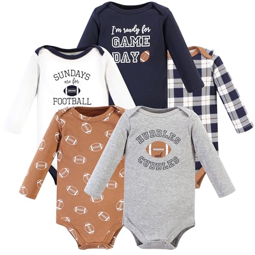 Image of Hudson Baby baby-boys Cotton Long-sleeve Bodysuits 5-pack