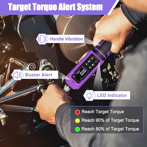 Image of ANPUDS Digital Torque Wrench, ±1% Accuracy, 0.66-44.25 Ft-lb | 3 /8 Drive Dual Direction Ratchet Electric Torque Wrench, Vibration /Buzzer /LED Flash Alert, for Bike Motorcycle & Automotive