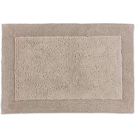 Schöner Wohnen Kollektion Bath Mat 60 x 90 cm - Reversible - Washable Bath Mat Beige - Border - 100% Cotton Cover