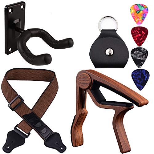 Wogod Sangle de guitare en tissage Jacquard Hootenanny Sangle de guitare avec extrémités en cuir JD-1 - Les Beatles, Paul McCartney, John Lennon, RIngo Starr, George Harrison Wogod Sangle de guitare en tissage Jacquard Hootenanny Sangle de guitare avec extrémités en cuir JD-1