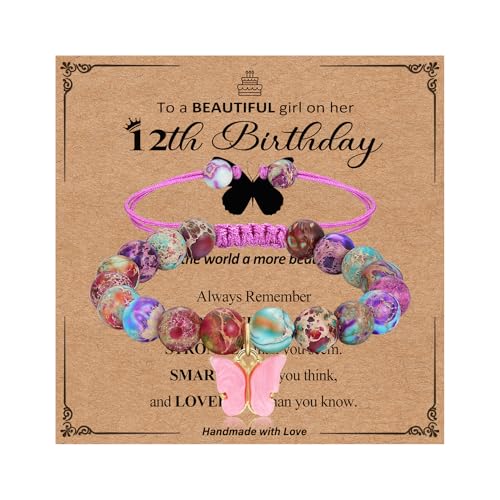 Image of 4-12 Year Old Girl Birthday Gifts, Adjustable Pink White Pearl Beaded Bracelet for Teen Girls, 4-12th Happy Birthday Christmas Graduation Gifts for Daughter Granddaughter Niece