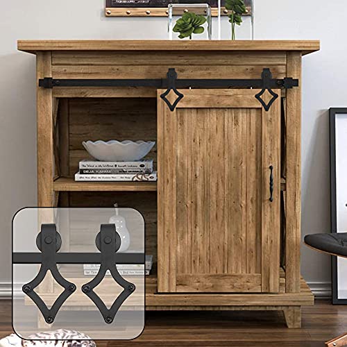 LWZH 183cm/6FT Mini Kit de Herrajes para Gabinetes Kit de Puerta Corrediza de Granero para una Puerta sin Armario Cover