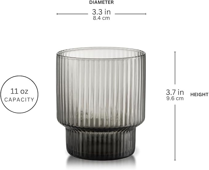Set de 4 Vasos Qualia Carousel Gris con Diseño Acanalado 11 oz miniatura 2