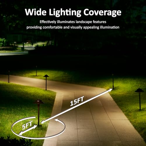 Image of Low Voltage Landscape Lighting, 12V LED Low Voltage Pathway Lights, 5 Colors Selectable, 5W, Modern, Super Bright, IP65 Outdoor for Yard Garden Pathway, CRI90, Bronze, ETL, Pack of 6