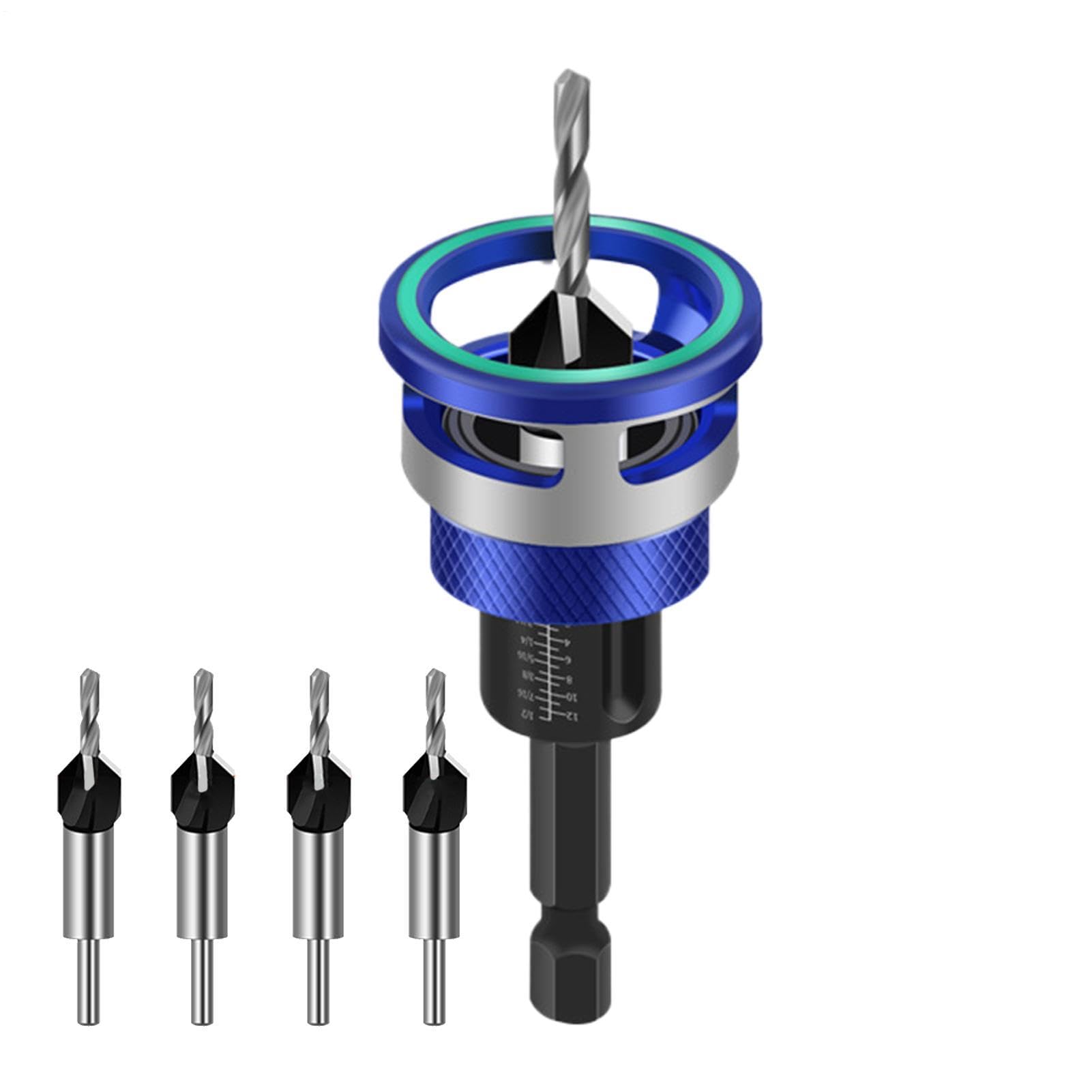 Avellanador de Brocas 4 Piezas Ajustable Portátil Accesorios Herramientas