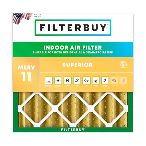 Filterbuy 20x20x4 Air Filter MERV 11 Superior Pet & Allergy Defense (1-Pack), Electrostatic Pleated HVAC AC Furnace Filters Replacement, Made in USA (Actual Size: 19.50 x 19.50 x 3.63)