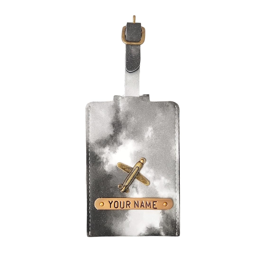 Personalized Luggage Tag for Men and Women with Name and 1 Charms, Identification Tags for Bags/Backpacks and Suitcase, Best Travel Gifts -Marble Grey-image-35