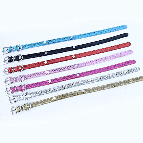 GJDLLC Iridescent Faux Patent Crocodile Leather Small Dog or Cat Collar Personalizable Slide Area Alloy Buckle and D Ring (Red, Extra-Small)