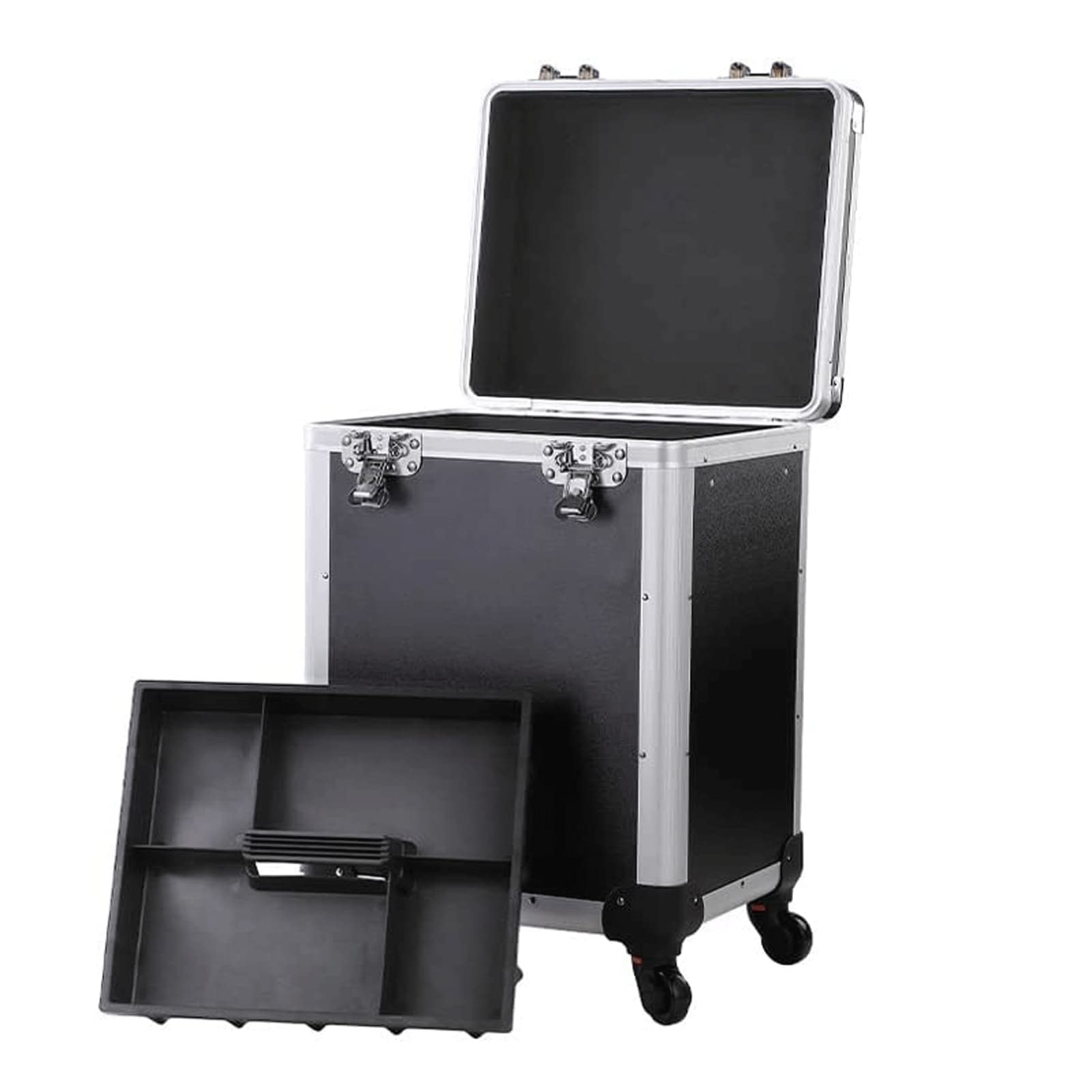 asdchZen Solid Tool Box Tool Boxes Aluminum Alloy Tool Trolley Case Tool Kit With Removable Tray Toolbox With Wheels Storage Case Portable Tool Set Lightweight