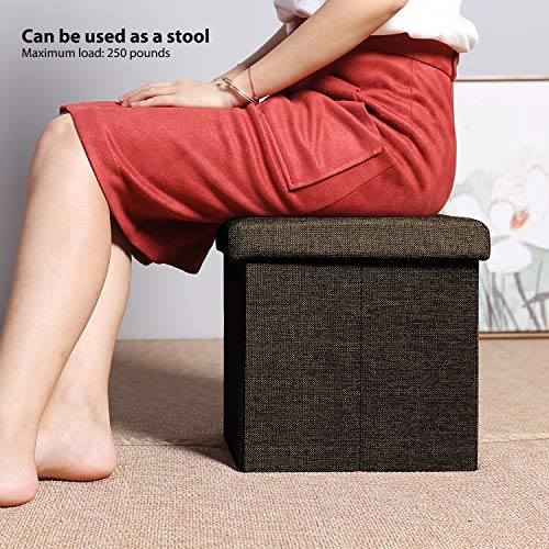 B-FSOBEIIALEO-Storage-Ottoman-Cube-Linen-Small-Coffee-Table-Foot-Rest-Stool-Seat-Folding-Toys-Chest-Collapsible-for-Kids-Brown-118x118x118 51F5H Pl7wL
