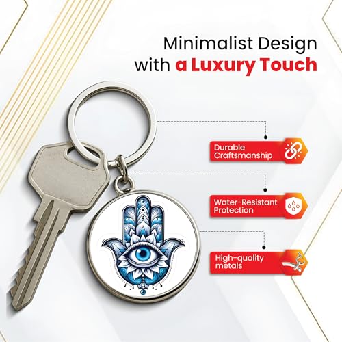 Image of MG | Protective Evil Eye /Spiritual Symbols /Om /Motivational Keychains | Double-Sided Metal Key Ring | Good Luck and devine Charm for Car, Bike, Home & Office