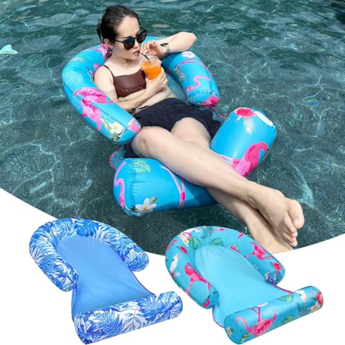 2er-Pack Aufblasbare Luftmatratze Pool-Sessel mit Beinablage – Vielseitige Luftmatratze für Pool & See, Schwimmender Wasserstuhl mit Rutschfestem Mesh für Ultimativen Komfort