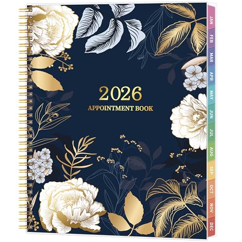 2026 Appointment Book 30 Minutes-Hourly Weekly Monthly Calendar Planner 2026 Jan 2026 - Dec 2026 8.5 x 11 2026 Daily Planner with Tabs Pocket Flexible Cover Great for Office Home School