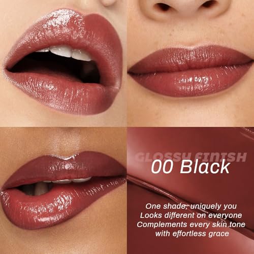 Image of Honey Lipstick Tinted Lip Balm - Shine Moisturizing Lipstick for Women, Natural Nourishing Hydrating Lip Color Gloss Stain for Dry Lips, Tint Sheer Lightweight Makeup, Vegan - 2Pc Black & Pink