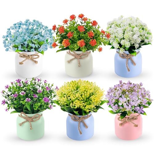 Der Rose 6 Pack Fake Flowers Artificial Plants Indoor for