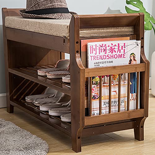 Banc de rangement rustique et étagère chaussures pivotante pour optimiser l'entrée - 4