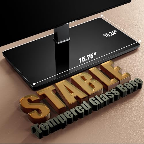 Image of Perlegear Universal Swivel TV Stand with Power Outlet for 34-65 inch TVs | Tilt, 6 height adjustments, stable tempered glass base, security locks, cable management, 88 lbs max load, max VESA 400x400mm