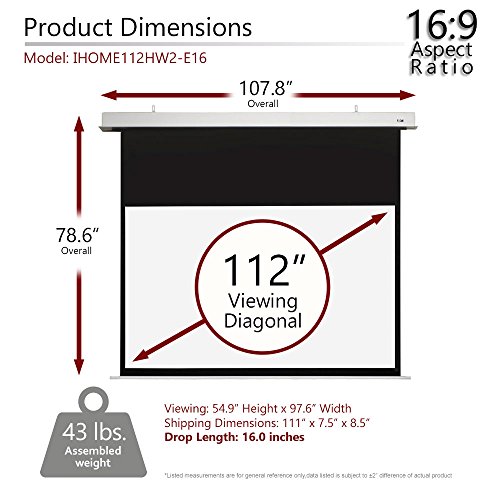 Elite Screens Evanesce, 112" 16:9, Recessed In-Ceiling Electric Projector Screen And Installation Kit, 8K/4K Ultra Hd Ready, Matte White Fiberglass, Reinforced Projection Surface, Ihome112Hw2-E16 #TOP3