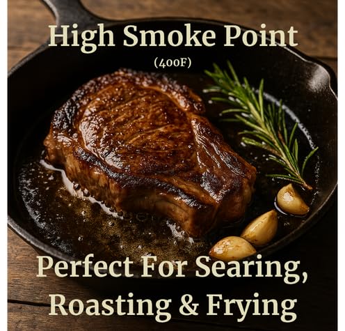 Image of LeRoy's Rocky Mountain Beef Tallow - 7 lbs Bucket - 100% Pure Rendered Beef Fat for Cooking, Frying & Grilling - High Smoke Point - Keto, Paleo & Carnivore Diet Friendly - No Additives, USA Made