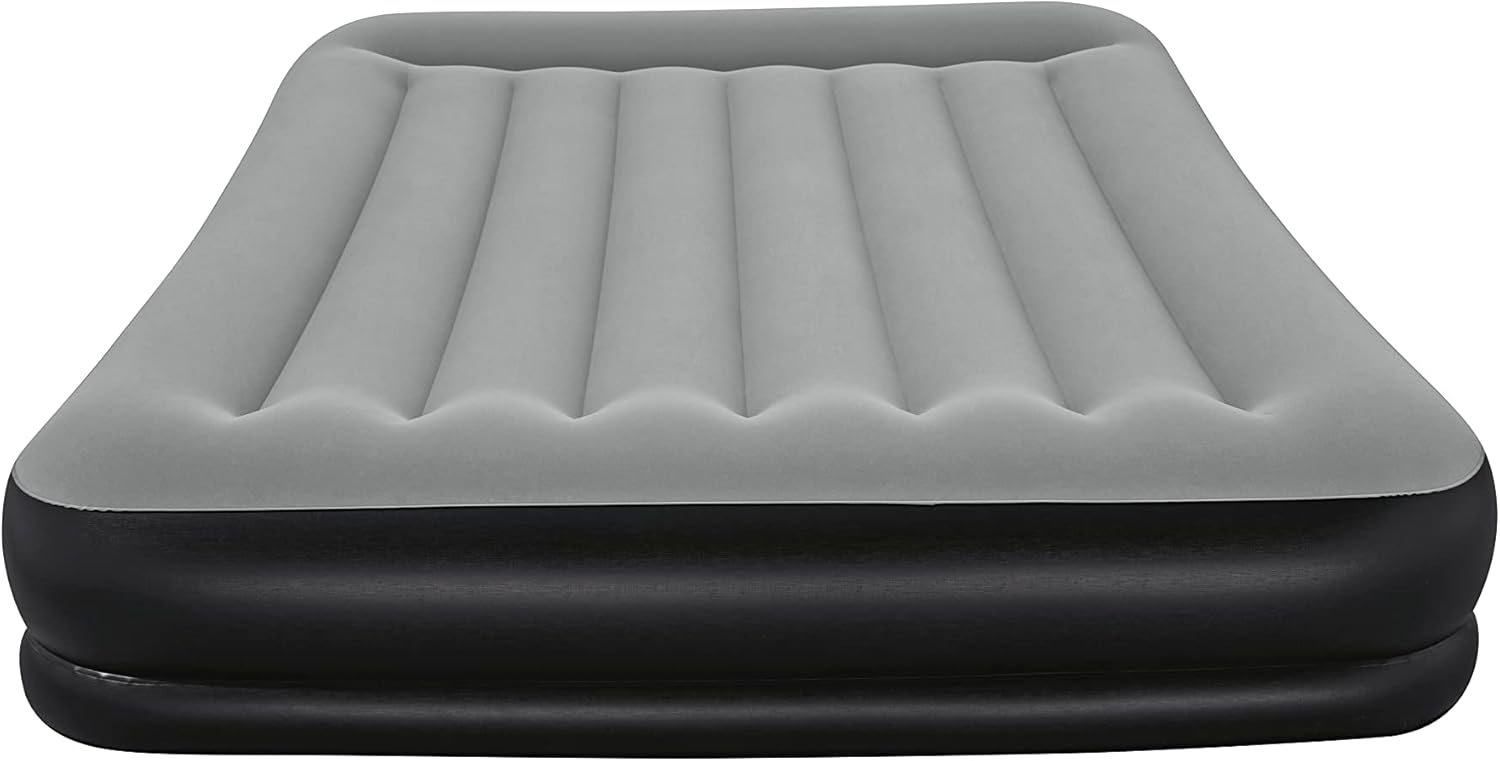 Close-up of the built-in electric pump mechanism on the Bestway Tritech air mattress.