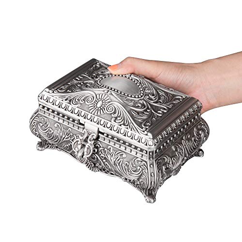 Feyarl Vintage Jewelry Trinket Box Earring Ring Treasure Chest Case Necklace Organizer Storage Keepsake Box For Wedding Birthday Gift Home Deco(6.7 X 4.7 X 3.5 Inch) #TOP6