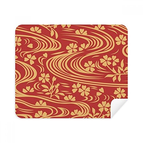 Tissu suède de nettoyage pour optiques et verres délicats motif fleur curly rouge