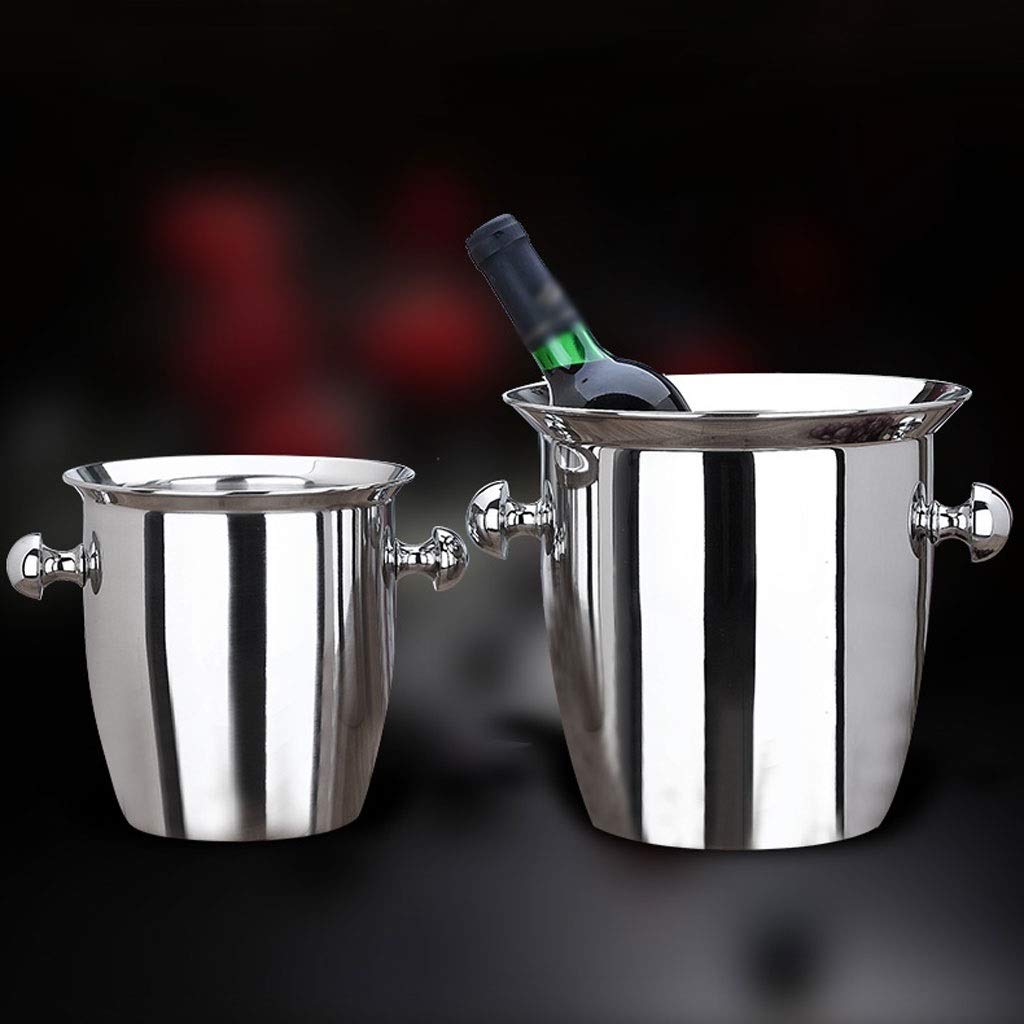 Cubiteras Barra redondo Bebida Cóctel Cubo de hielo Cubo de hielo de acero inoxidable de acero inoxidable Cubo de hielo con asa Restaurante Cubo de vino Champagne Cubo de hielo térmico ( Size : Small