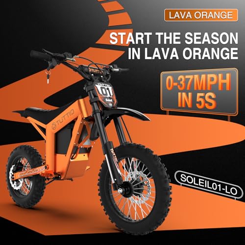 Image of Tuttio 2026 New Soleil01-LO Electric Dirt Bike, 3000W Mid-Drive Dirt Bike 220NM 37MPH, 14 inch /12 inch Off-Road Ebikes with 48V 21AH Battery, Full Suspensions E-Motorcycle for Adults Teens Adventure Mountain