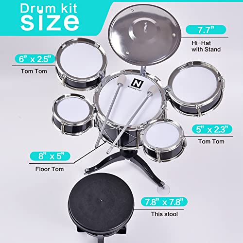 Hxia Suitable For Children Aged 3-7 , Kids Drum Toy Set Rock Jazz Drum (Black) #TOP1