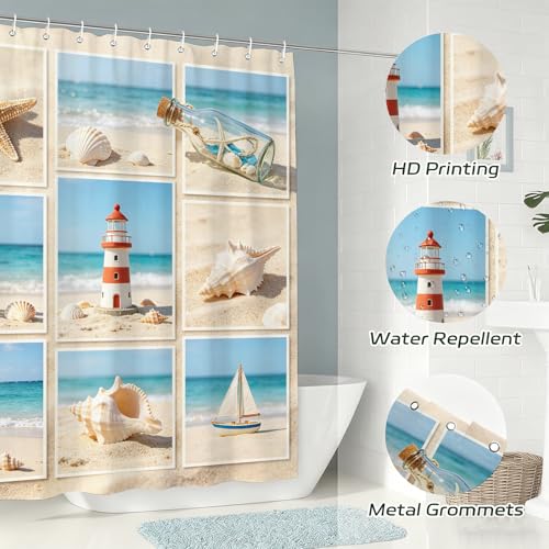 Rideau de douche tissu polyester imperméable haut de gamme motif 3D - 6