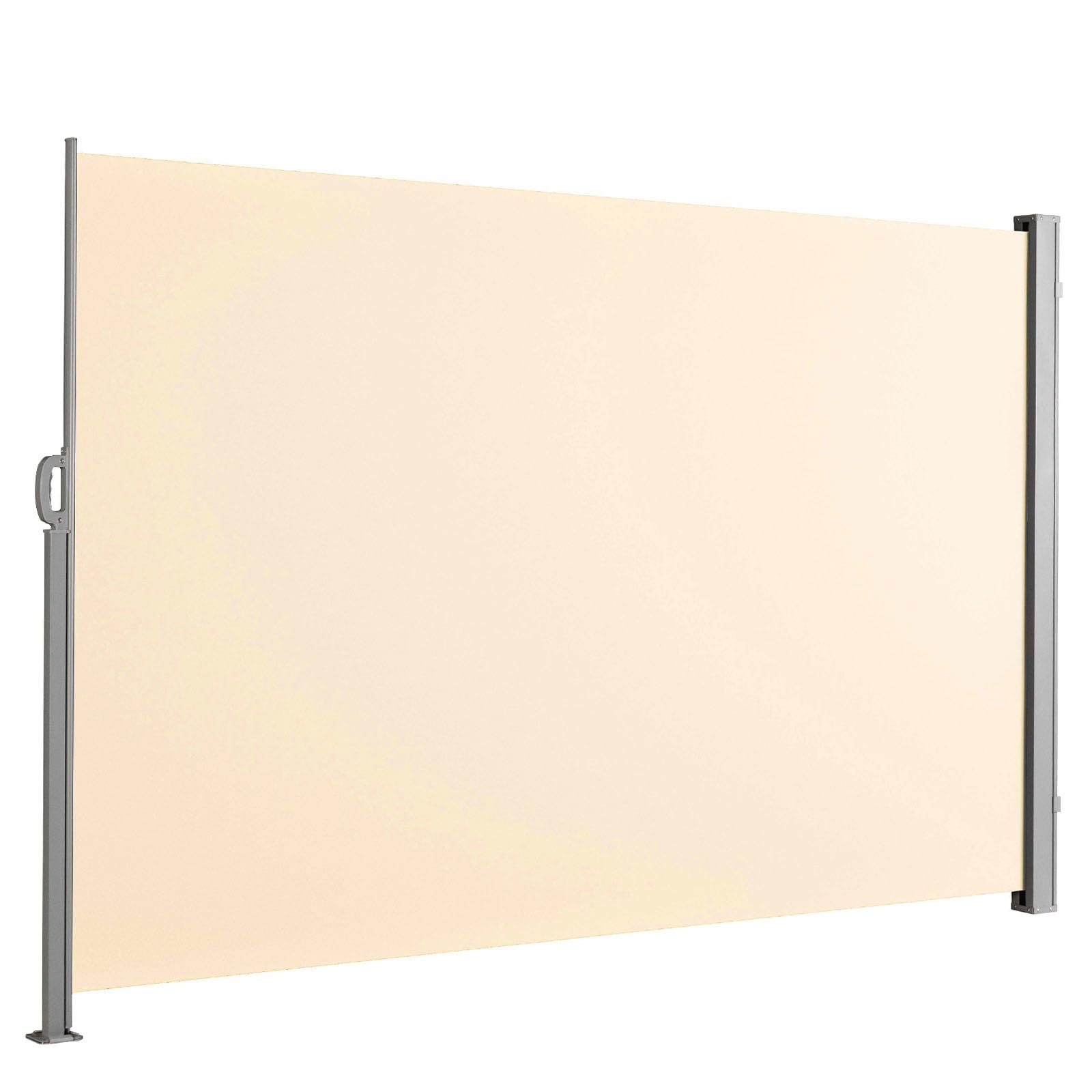Floordirekt Seitenmarkise aus Aluminium - ausziehbarer Sicht- & Sonnenschutz für Balkon & Terrasse, Polyester 280 g/m² (PU), UV-Schutz UPF50+, mit Bodenhalterung
