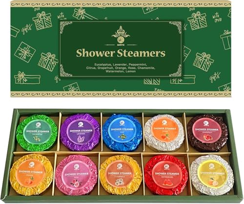 MR MIRYE Shower Steamers Aromatherapy, Birthday Gifts for Women Men, Self Care Set for Friends, 10 Different Shower Bombs with Fruity Floral Fragrances, Christmas Season Gifting, Home Spa Essentials