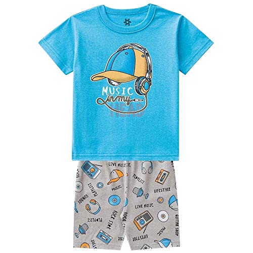 Pijama Infantil Menino Camiseta E Bermuda Estampa Brilha No Escuro Azul-3