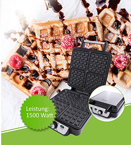4er Waffeleisen | 1500 Watt | Waffelautomat | Paninigrill | Waffeltoaster | Waffle Maker | Elektrogrill | Wafflemaker – Bild 5