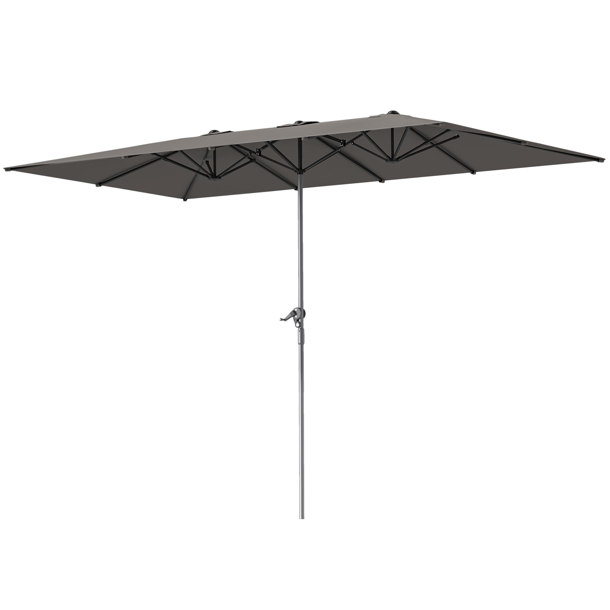 Outsunny Ombrellone da Giardino Doppio 4.5x2.6 m Anti UV50+ Grigio Scuro | Con Manovella, Ombrellone per Esterno, 12 Stecche, Alluminio, Poliestere 200g/㎡, per Cortile, Terrazza