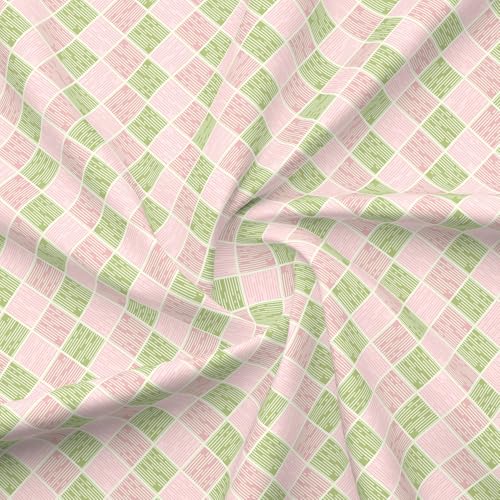 Image of Layers 100% Cotton for Double Size Bed | 120 TC Geometric, Soft, Breathable, Machine Washable Bedsheet with 2 Pillow Covers | Forever Collection (224 x 254 cm) - Pink & Green