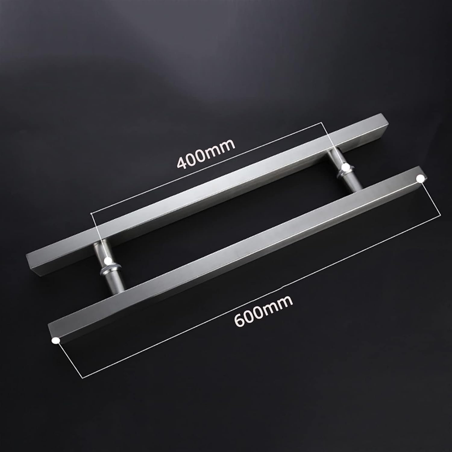 Gate Hardware Glass Door Brushed Stainless Steel Square Tube Handle Home Office Push-Pull Door Handrail Sliding Door Handle Hardware Accessories (Size : 600x400mm)