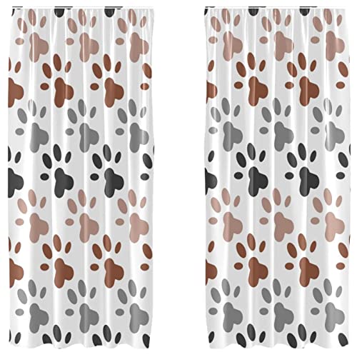 Cortinas opacas decorativas para habitación infantil con huellas de mascotas, dos piezas 55x84 2